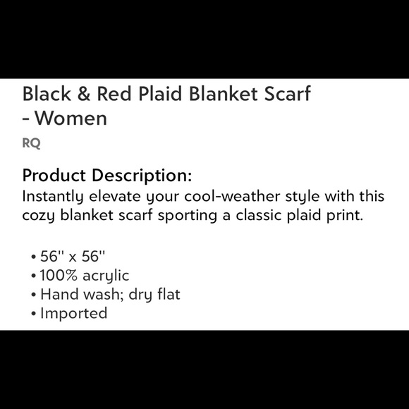 Scarf black and red plaid - Picture 2 of 2